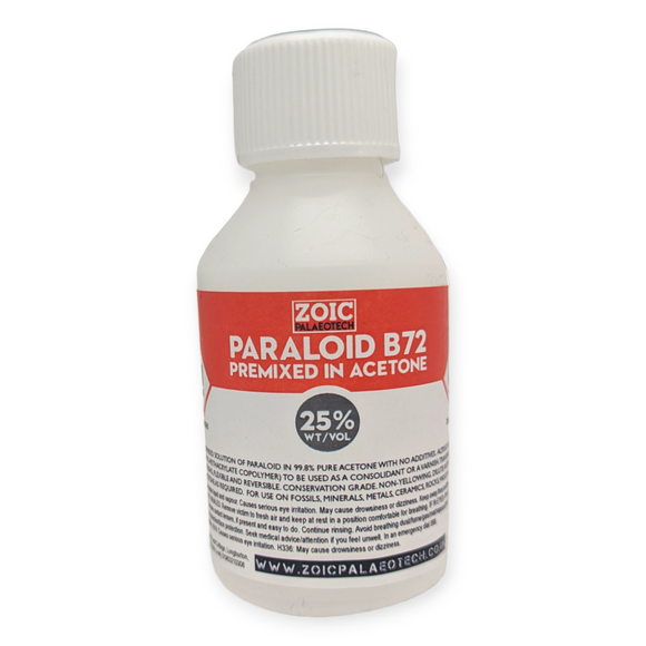 25% wt/vol Paraloid B-72 premixed in Acetone (150ml)