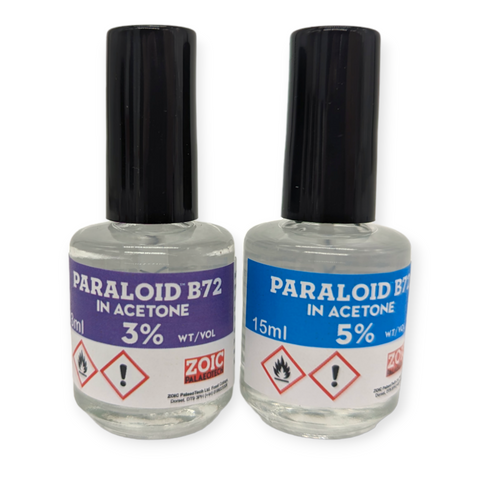 BUNDLE Brush Applicator Bottle 3% + 5% wt/vol Paraloid B-72 premixed in Acetone (15ml)