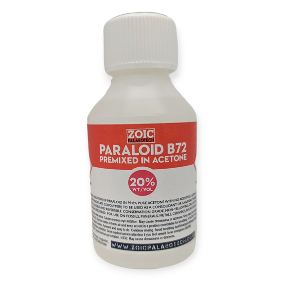 20% wt/vol Paraloid B-72 premixed in Acetone (150ml)