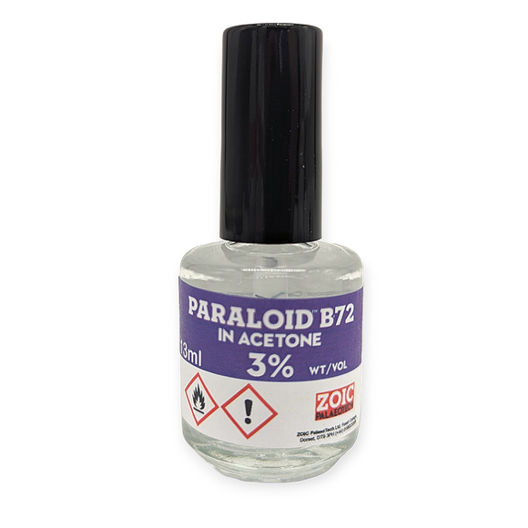 Brush Applicator Bottle 3% wt/vol Paraloid B-72 premixed in Acetone (15ml)