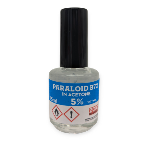 Brush Applicator Bottle 5% wt/vol Paraloid B-72 premixed in Acetone (15ml)