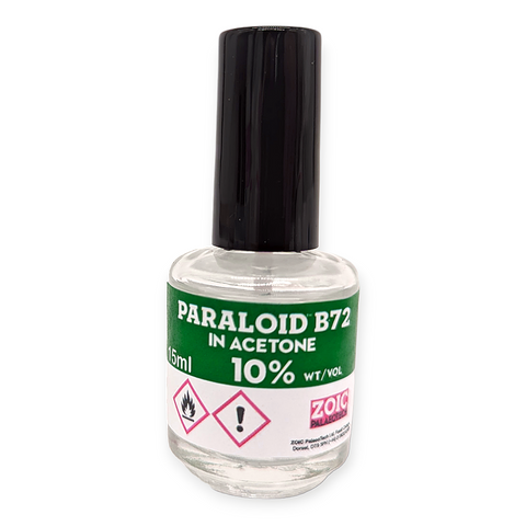 Brush Applicator Bottle 10% wt/vol Paraloid B-72 premixed in Acetone (15ml)