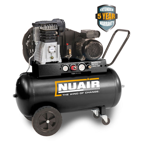 NuAir Quiet 100l Air Compressor NB3800B/100/3M Q-TECH PRO - PORTABLE (13A)