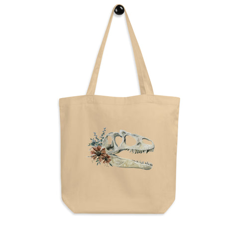 Floral Dinosaur Skull Eco Tote Bag