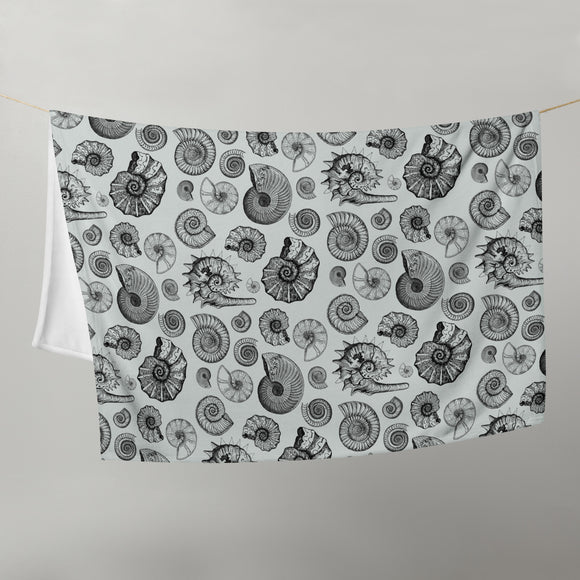 Ammonite Throw Blanket - Green/Grey