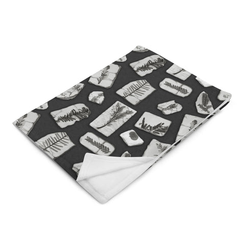 Fossil Plants Throw Blanket - Black