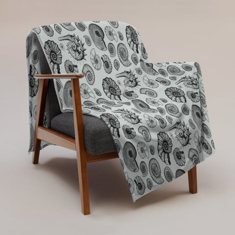 Ammonite Throw Blanket - Green/Grey