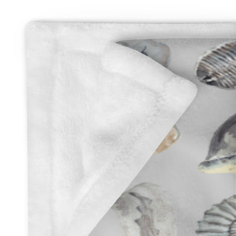 Watercolour Fossils Throw Blanket - Grey