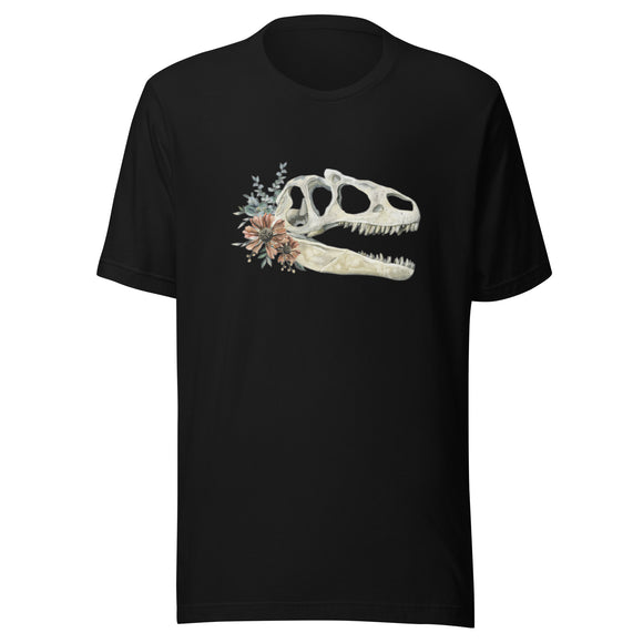 Floral Dinosaur Skull Unisex T-shirt