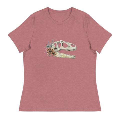 Floral Dinosaur Skull Women's T-Shirt