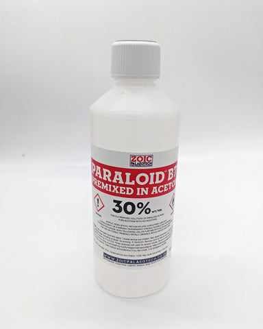 30% wt/vol Paraloid B-72 Premixed in Acetone (dilute as required)